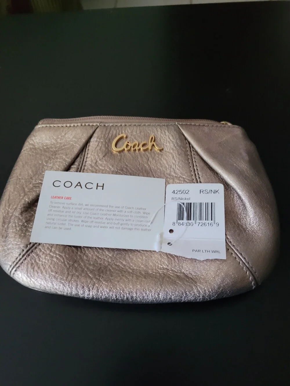Coach Metallic Gold Leather Wristlet Clutch